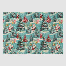 Papel De Seda Retro Terra de Maravilhas do Papai Noel
