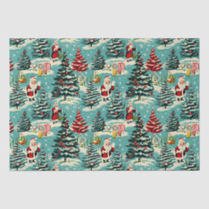 Papel De Seda Retro Terra de Maravilhas do Papai Noel