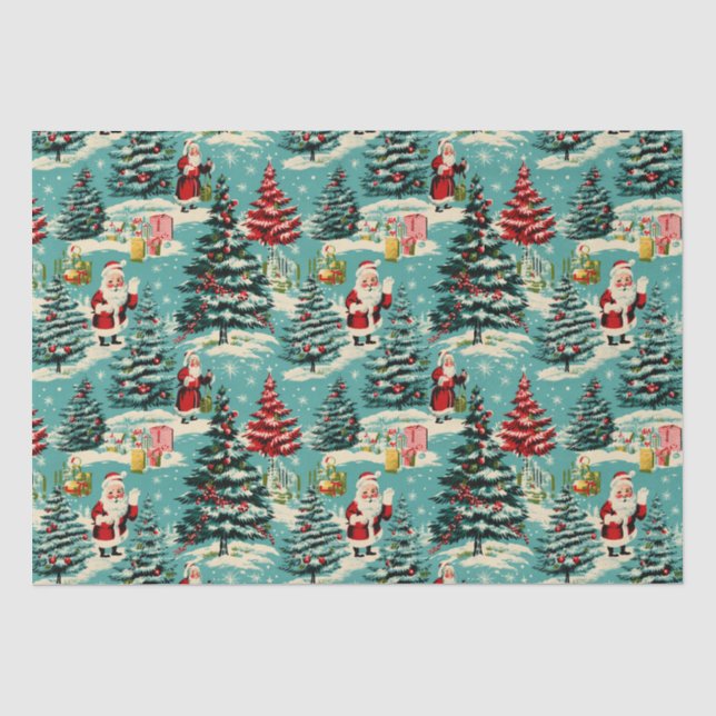 Papel De Seda Retro Terra de Maravilhas do Papai Noel (Frente )