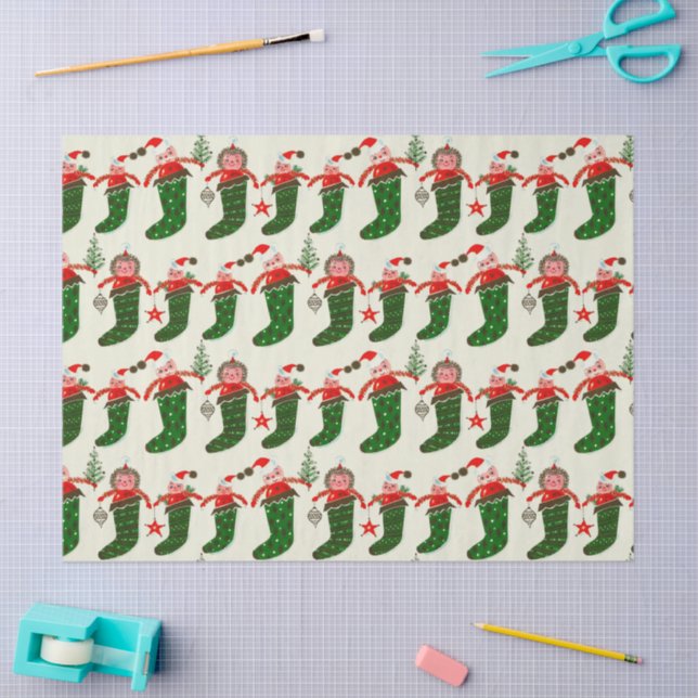 Papel De Seda Retro Treasures Christmas Stockings (Arte )