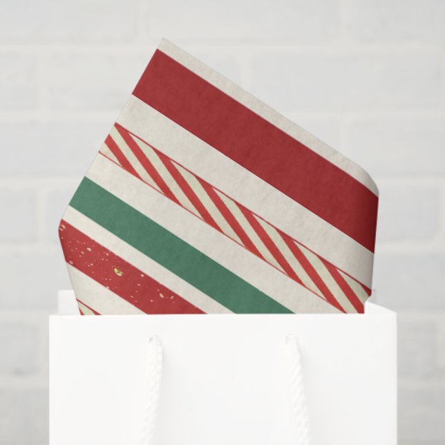 Papel De Seda Retro Treasures Christmas stripes (Sacola de presentes)