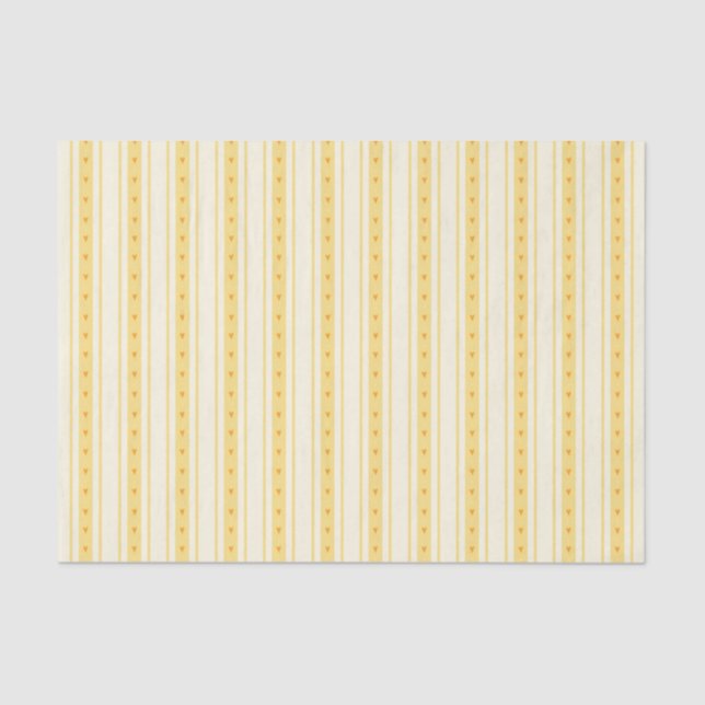 Papel De Seda Retro Vanilla Yellow Heart Stripes Bakery (Frente )