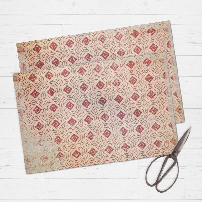 Papel De Seda Retro Vermelho Distinto (Add a little art deco flair to your wrapping and craft projects with this distressed tissue paper.)