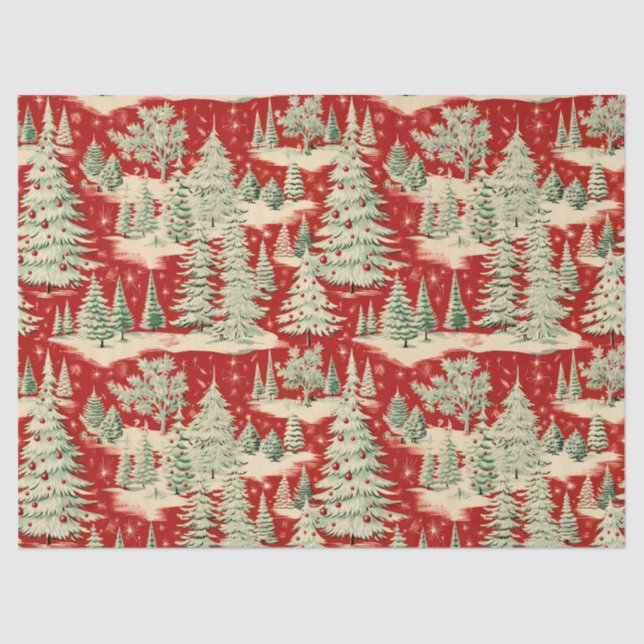 Papel De Seda Retro Vintage Christmas Landscape (Frente )