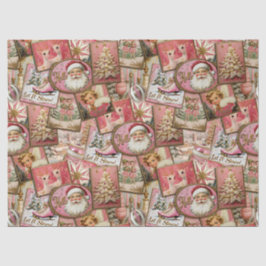 Papel De Seda Retro Vintage Christmas: Pink Collage