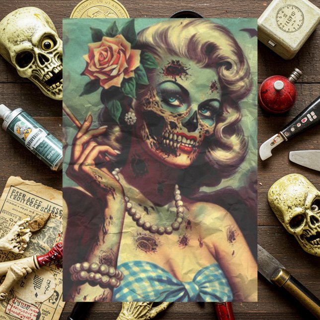 Papel De Seda Retro Zombie Pinup (Criador carregado)