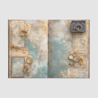 Papel De Seda Revista de Viagens Mapa Mundial Vintage Câmera Ant