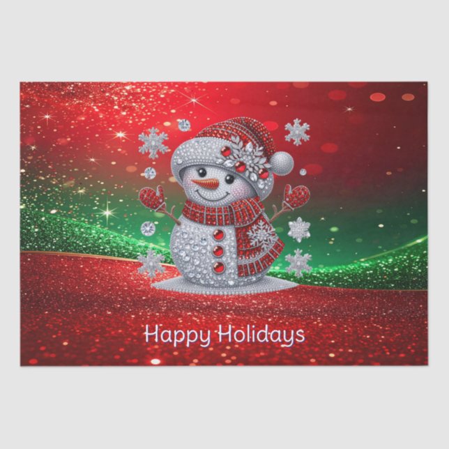 Papel De Seda Rhinestones Snowman Holiday Tissue Paper (Frente )