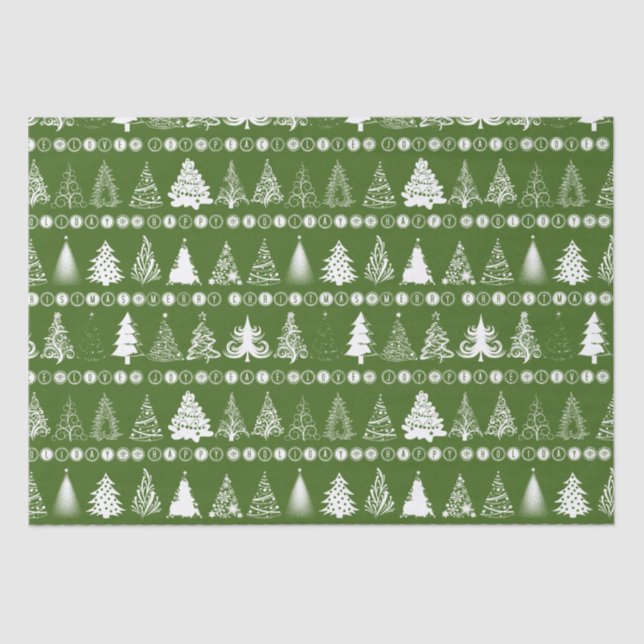 Papel De Seda Rico Árvore de Natal Verde (Frente )