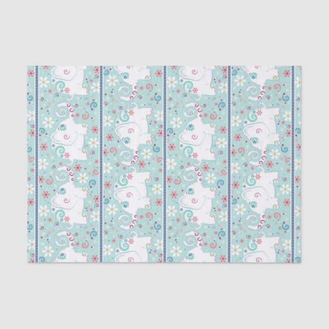 Papel De Seda Rico de elefantes brancos no desfile (Frente )