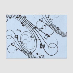 Papel De Seda Rico Music Notes Blue