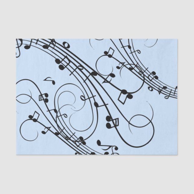 Papel De Seda Rico Music Notes Blue (Frente )