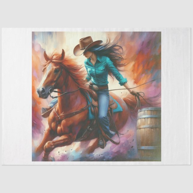Papel De Seda Riding Cowgirl (Frente )