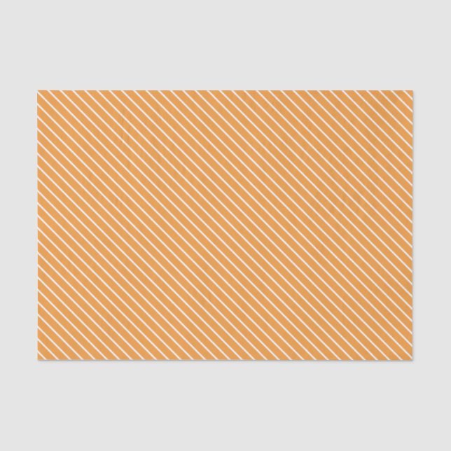 Papel De Seda Riscas diagonais - laranja e branco (Frente )