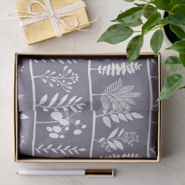 Papel De Seda Ritmo Botânico Silhuetas Botânicas Lavanda Suave (Presente)