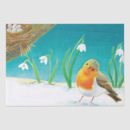 Papel De Seda Robin Bird (Erithacus rubecula)