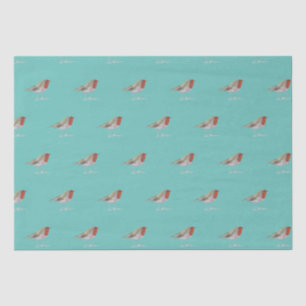 Papel De Seda Robin Bird Woodland Branches Cores de inverno