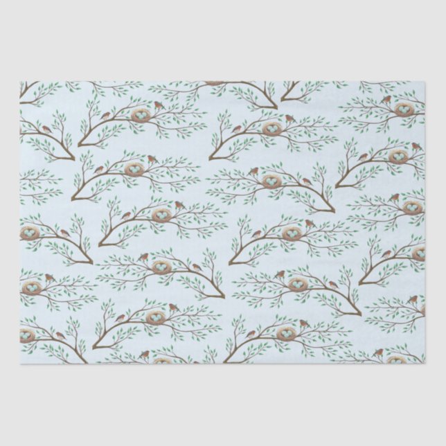 Papel De Seda Robin Birds Nest Ovos Chá de fraldas Primavera (Frente )