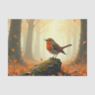Papel De Seda Robin na Floresta de outono/outono, deixa a dissoc