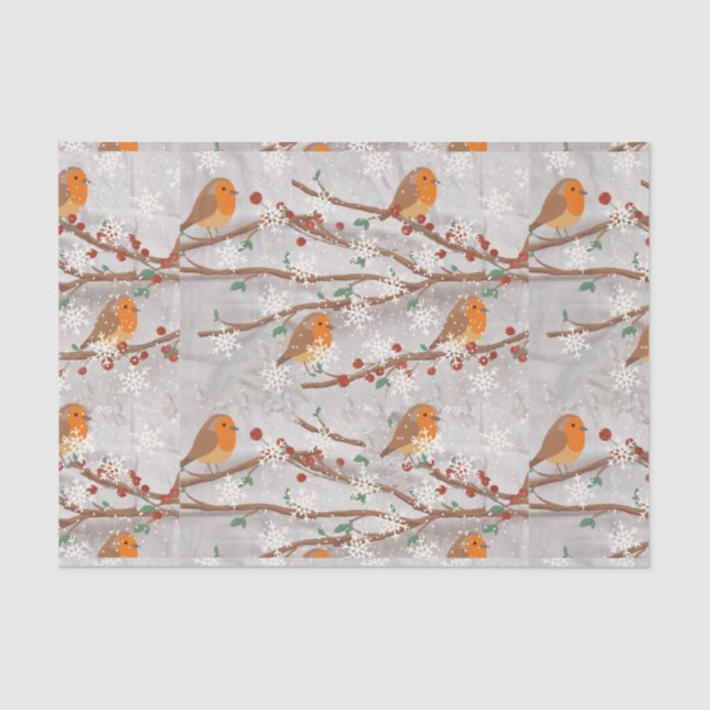 Papel De Seda Robins Na Neve (Frente )
