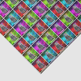 Papel De Seda Robot de brinquedo galáxia multicolorido retro nom