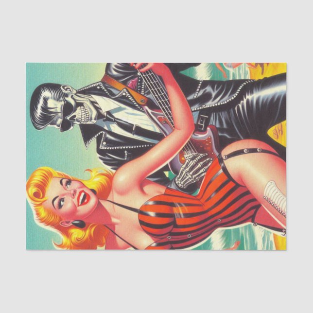 Papel De Seda Rocabilly Summer Pin-up (Frente )