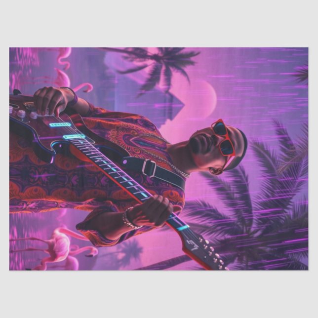 Papel De Seda Rockstar de Flamingo, uma chuva roxa entonada (Frente )