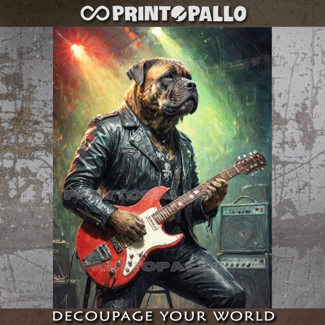 Papel De Seda Rocky Mastiff toca guitarra elétrica - (Criador carregado)