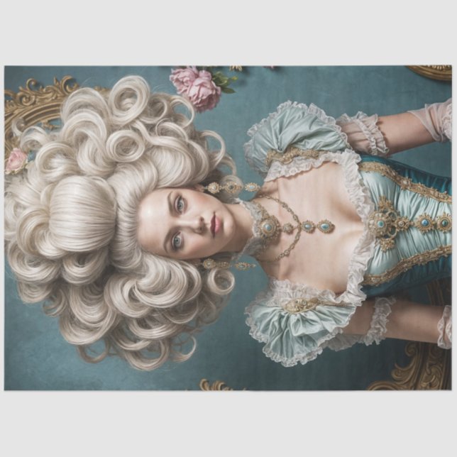 Papel De Seda Rococo Beauty Decoupage Paper - Opulent Gown (Frente )