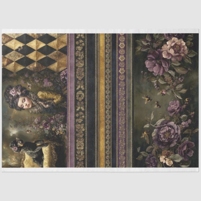 Papel De Seda Rococo Buzz, tema Abelha, Colagem MixnMatch (Frente )