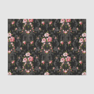 Papel De Seda Rococo Floral-Negro Elegante Francês