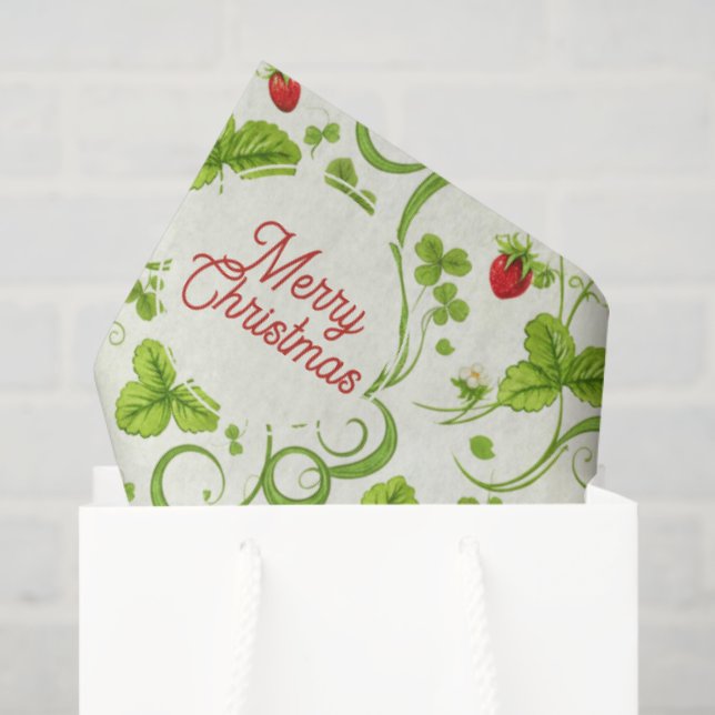Papel De Seda Rococo Revival Wild Strawberry & Clover Custom (Sacola de presentes)