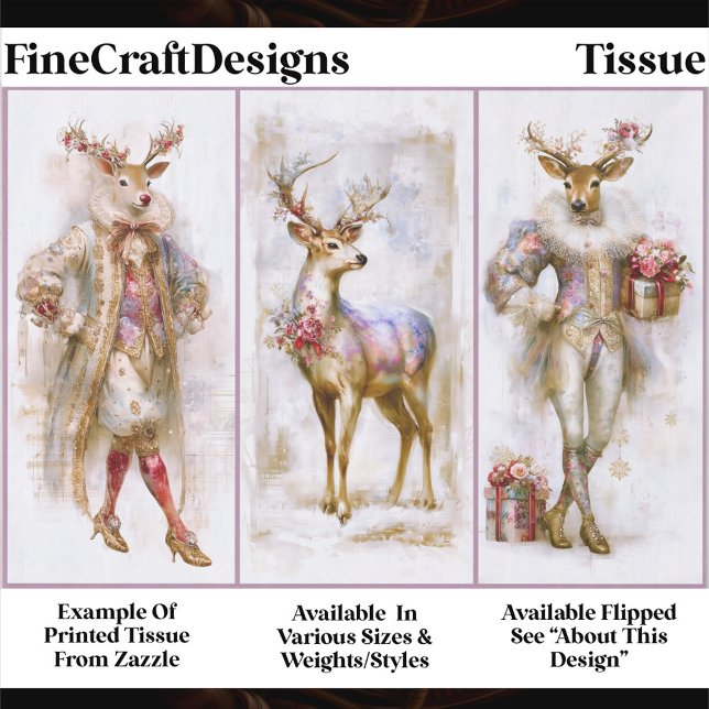 Papel De Seda Rococo Rudolf & Festive Renas Decoupage EQ3L (Criador carregado)