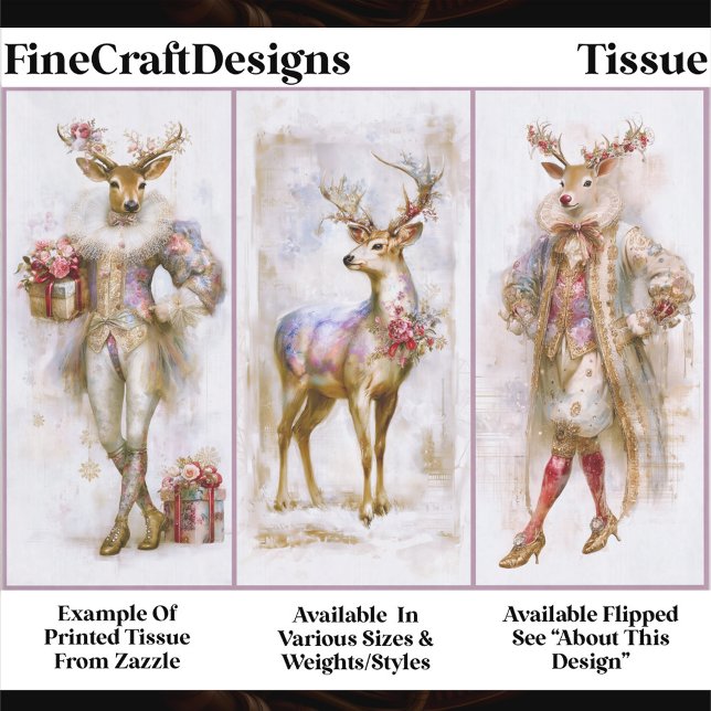 Papel De Seda Rococo Rudolf & Festive Renas Decoupage EQ3R (Criador carregado)