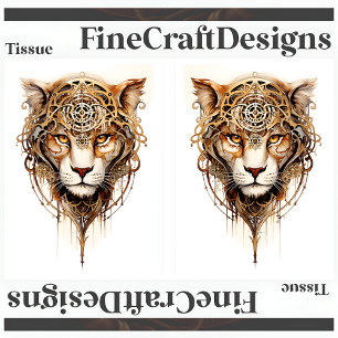 Papel De Seda Rodas Metálicas Tiger Steampunk Decoupage LR 136