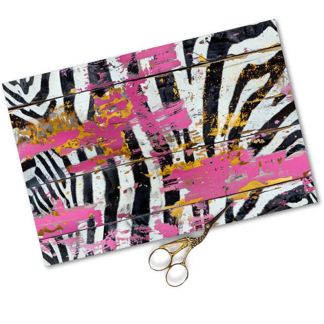 Papel De Seda Rodeio Glam Zebra Rosa Estampa Decoupage (Criador carregado)