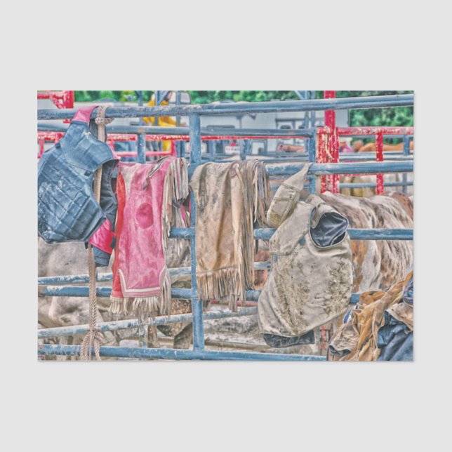 Papel De Seda Rodeio Ocidental Rústico Touro Vaca País (Frente )