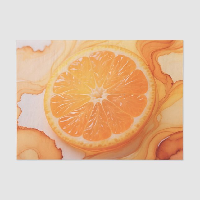 Papel De Seda Rodela de Laranja com Redemoinho de Citros (Frente )