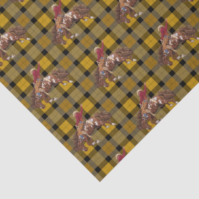 Papel De Seda Rodeo Cowboy Na Xadrez (Detalhes)
