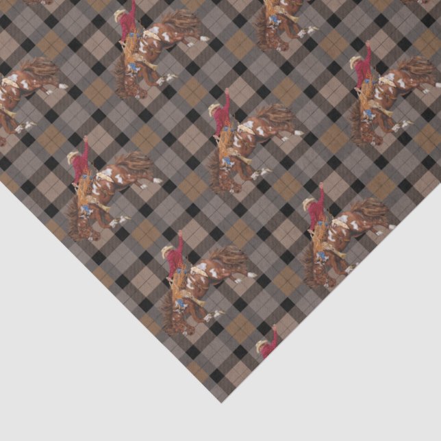 Papel De Seda Rodeo Cowboy Na Xadrez (Detalhes)