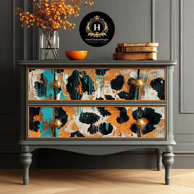 Papel De Seda Rodeo Glam Turquoise Leopard Print Decoupage (Criador carregado)