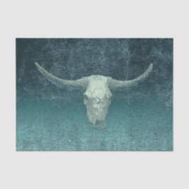 Papel De Seda Rodeo Teal Art Textura Rustic Bull Crânio