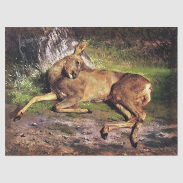 Papel De Seda Roe Deer in the Forest (por Rosa Bonheur) (Frente )