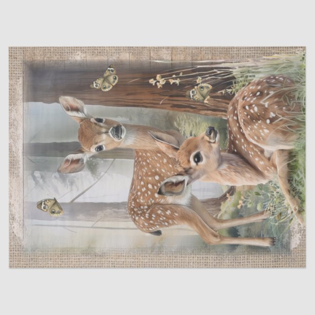 Papel De Seda Roe Deer Redwood Forest Watercolor (Frente )