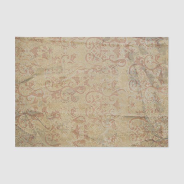 Papel De Seda Rolamentos Vermelhos Vitorianos em um Dourado Fund (Frente )