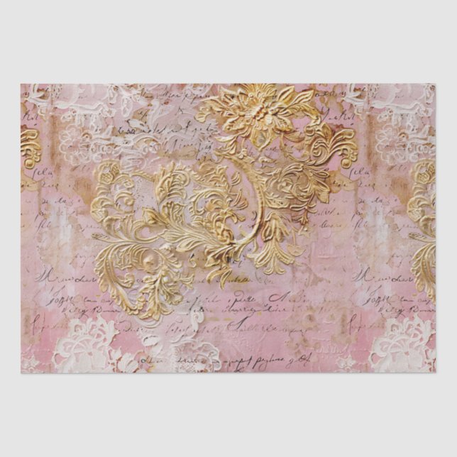 Papel De Seda Rom Rococo Dusty Rosa Antiguidade Romântico (Frente )