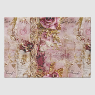 Papel De Seda Rom Rococo Dusty Rosa Antiguidade Romântico