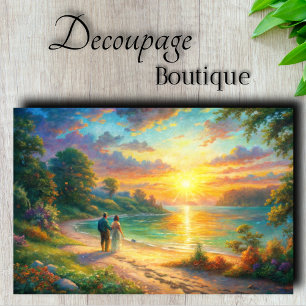 Papel De Seda Romance do Pôr do Sol em Decoupage