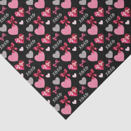 Papel De Seda Romantic Hearts, Ribbons and XOXO Patterned