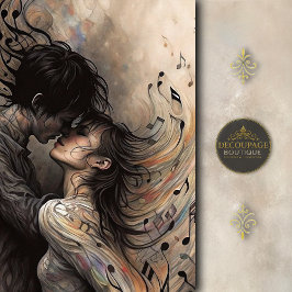 Papel De Seda Romantic Lovers with Flowing Music Decoupage